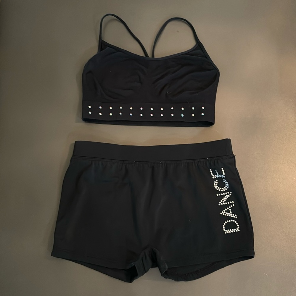 Black Bedazzled Dancewear set size 8-10
